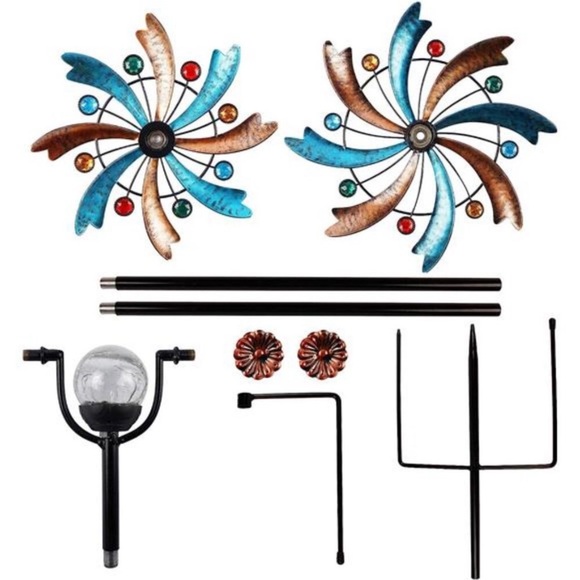 Solar Wind Spinner,56.3Inch Outdoor Metal Stake Yard Spinners,Garden WindCatcher - Picture 4 of 6